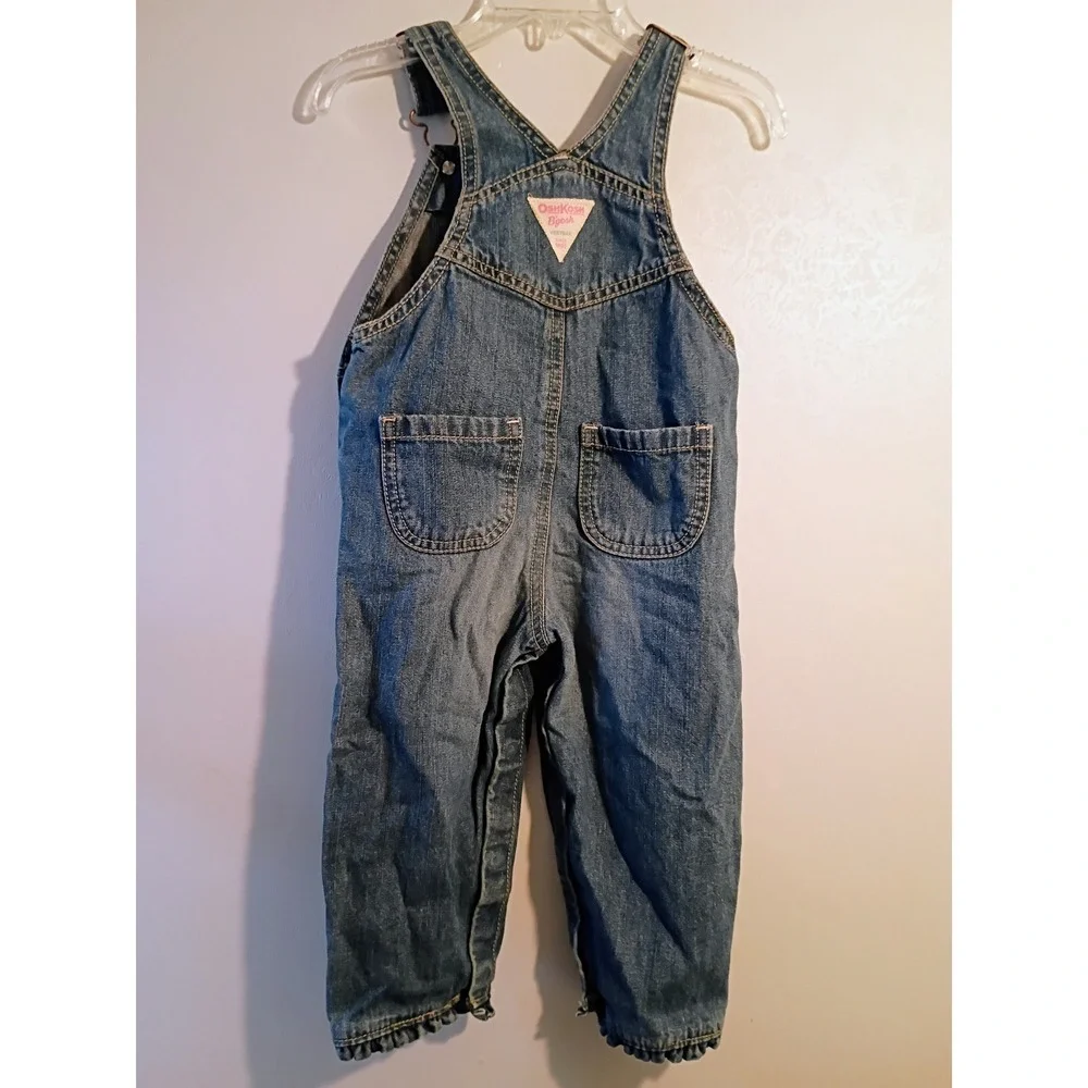 OshKosh Bgosh Denim Overalls Flower‎ Applique Kids 18 Months